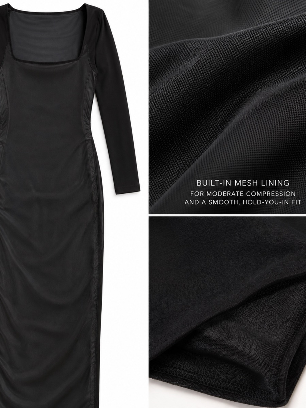 Black Tummy Control Bodycon Maxi Dress